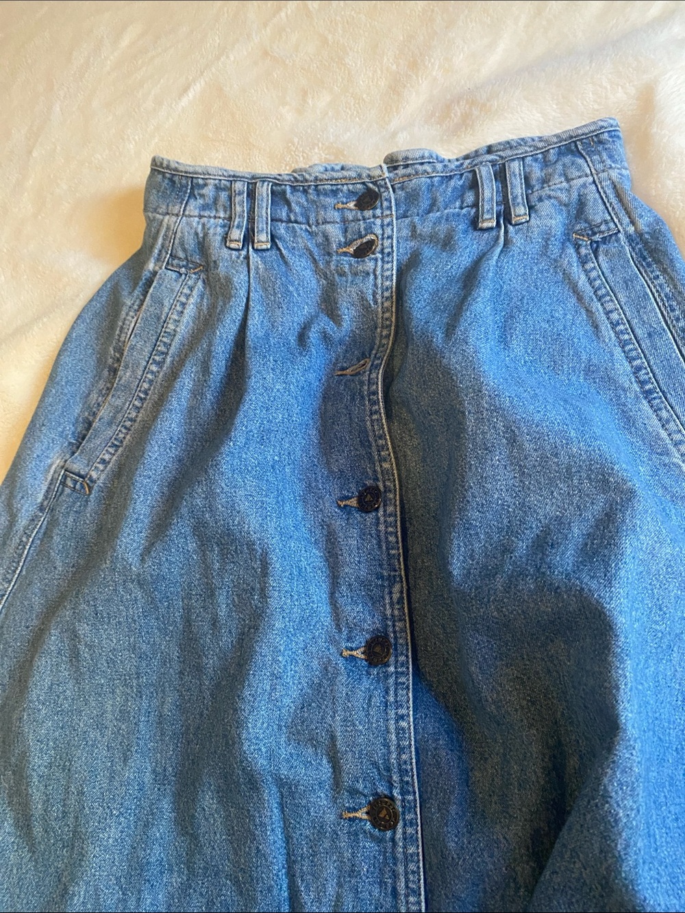 A line Gathered Waist Denim Skirt Knee Length Size 4 LizWear - Picture 4 of 6